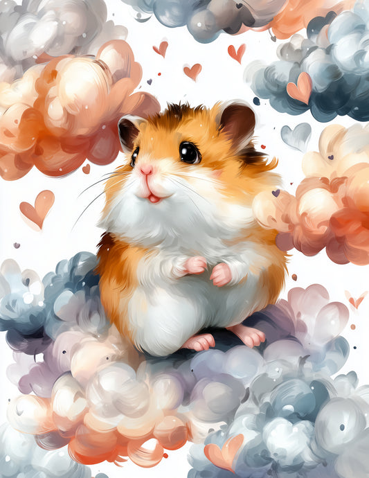 Hamster — Nursery Art, Sweet Pastels Digital Wall Art, 3 Sizes Included, Nursery Decor