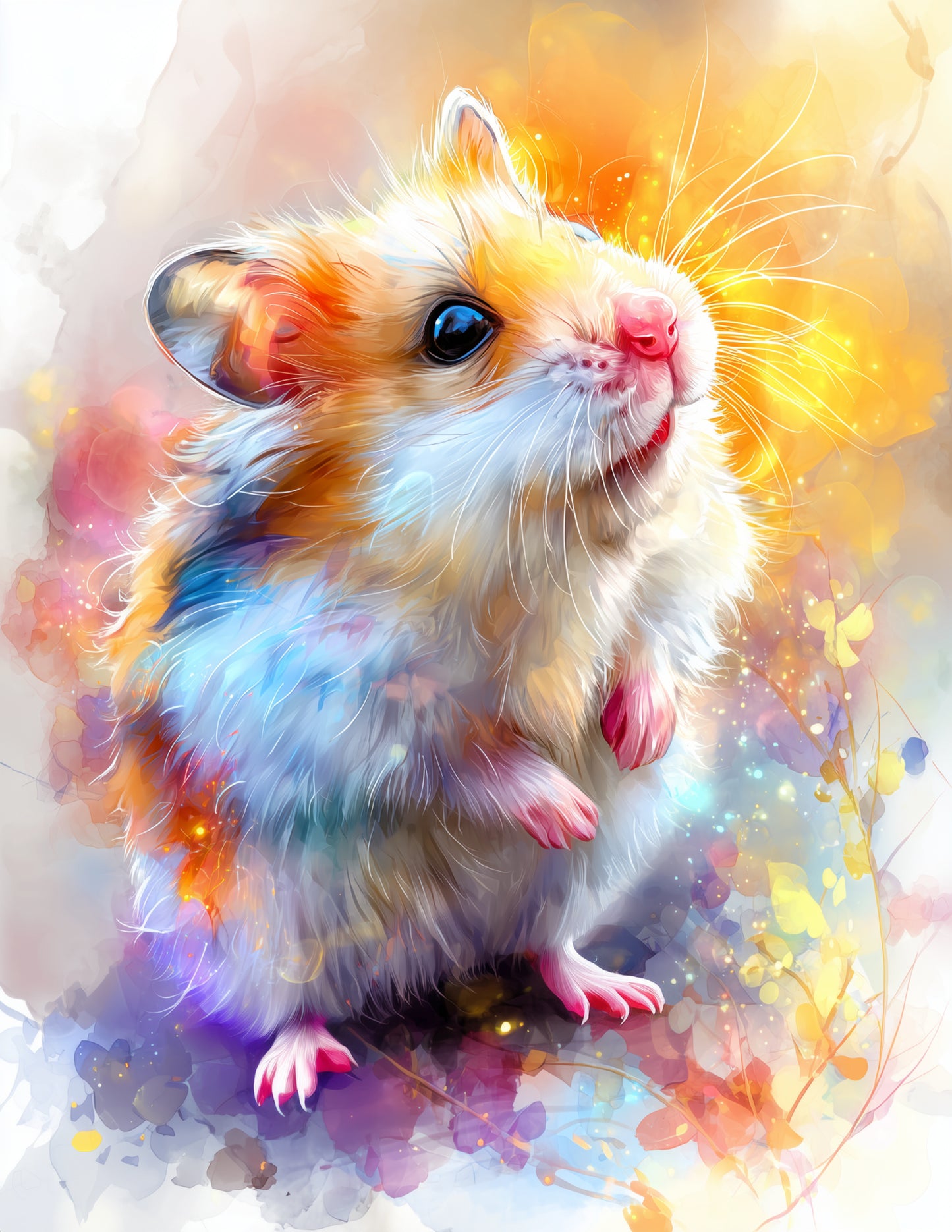 Hamster — Nursery Art, Warm Pastels Digital Wall Art, 3 Sizes Included, Nursery Decor