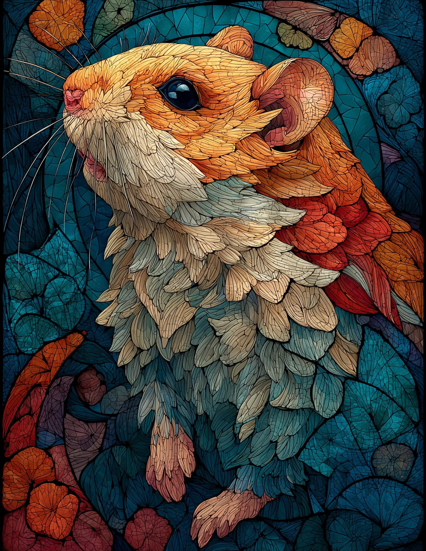 Hamster — Stained Glass Art, Bold Contrast Digital Wall Art, 3 Sizes Included, Living Room Decor