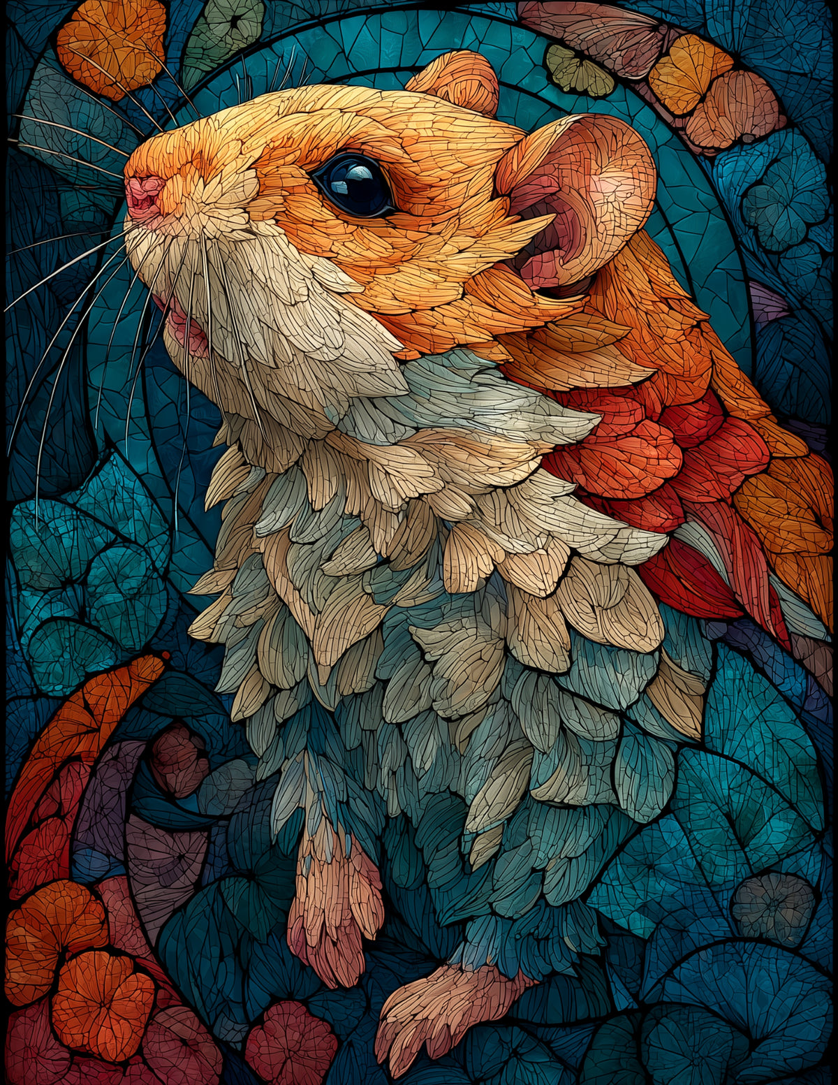 Hamster — Stained Glass Art, Bold Contrast Digital Wall Art, 3 Sizes Included, Living Room Decor