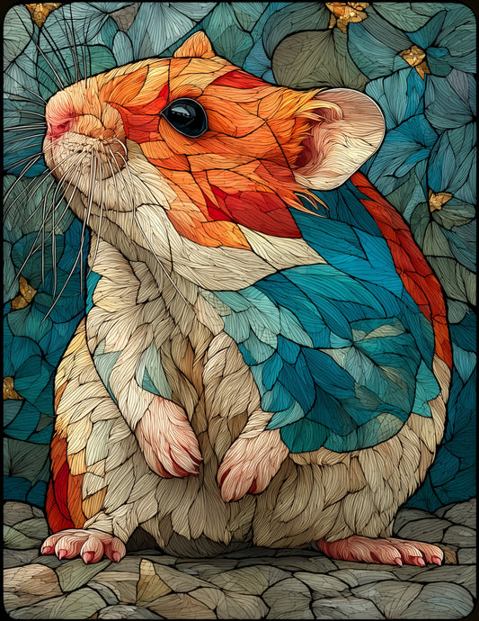 Hamster — Stained Glass Art, Layered Hues Digital Wall Art, 3 Sizes Included, Living Room Decor