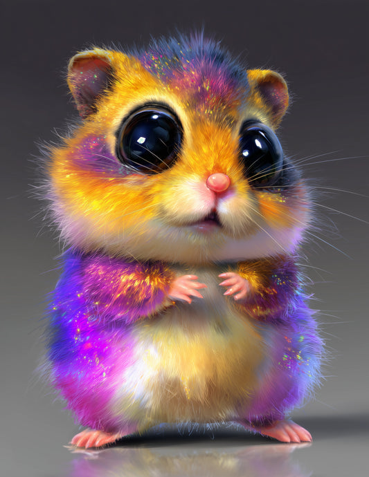 Hamster — Cute Cartoon Art, Balanced Tones Digital Wall Art, 3 Sizes Included, Nursery Decor