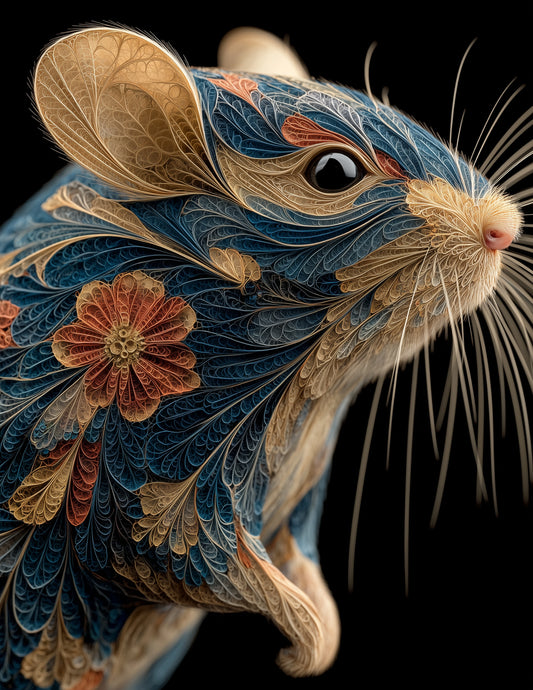 Hamster — Fractal Filigree Art, Layered Hues Digital Wall Art, 3 Sizes Included, Living Room Decor