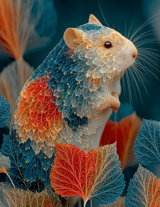 Hamster — Fractal Filigree Art, Rich Contrast Digital Wall Art, 3 Sizes Included, Living Room Decor