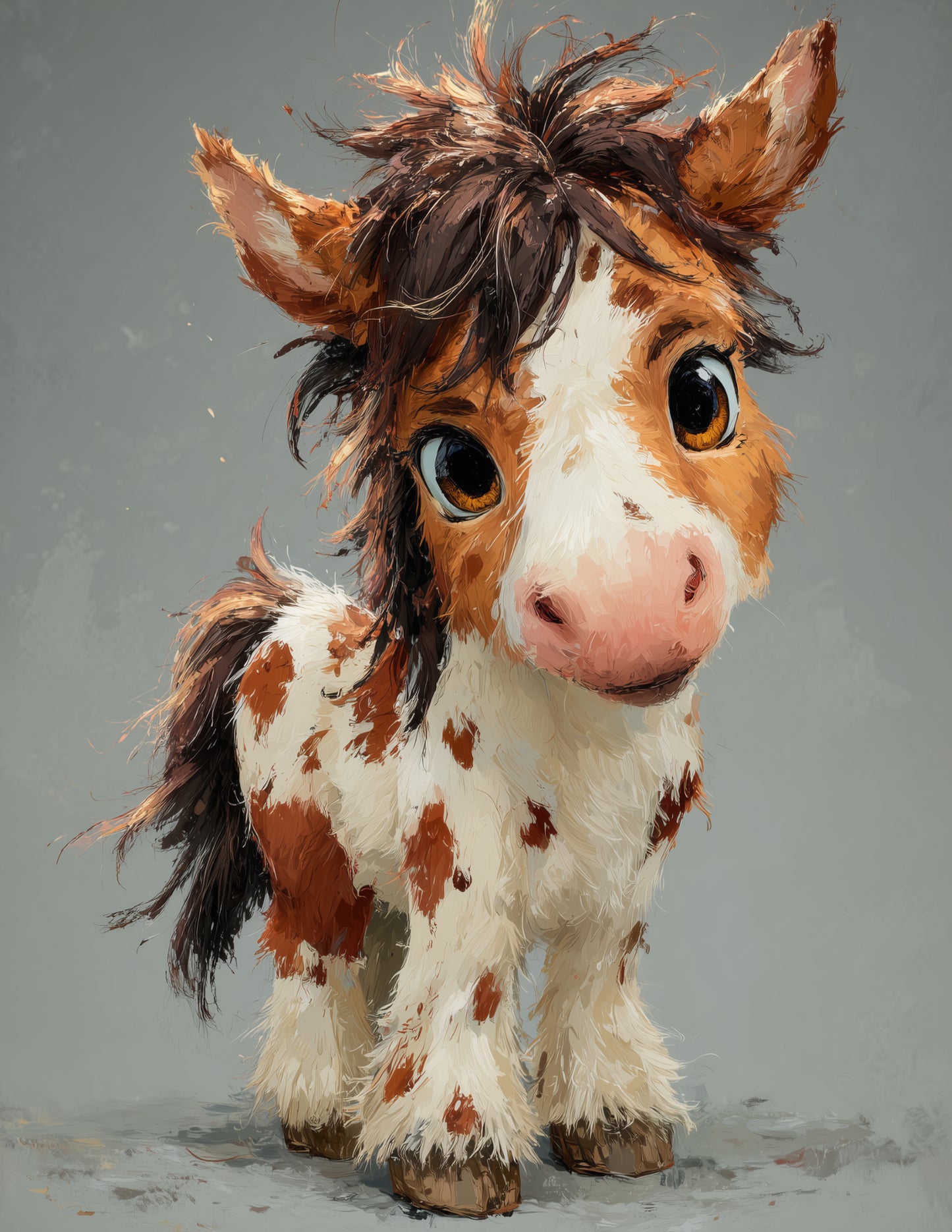 Horse — Cute Cartoon Art, Layered Hues Digital Wall Art, 3 Sizes Included, Nursery Decor