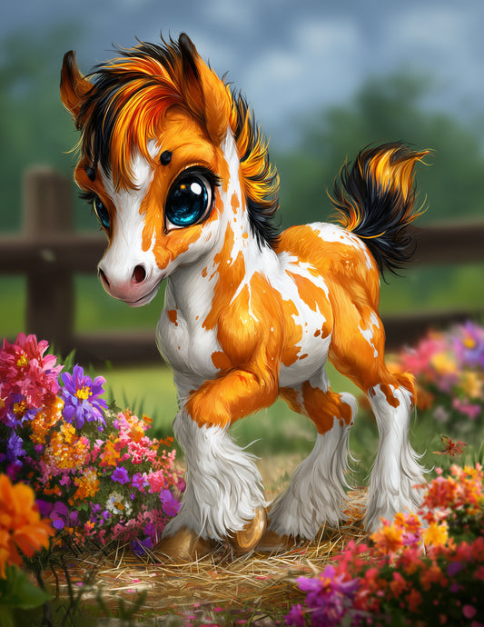 Horse — Cute Cartoon Art, Serene Palette Digital Wall Art, 3 Sizes Included, Nursery Decor