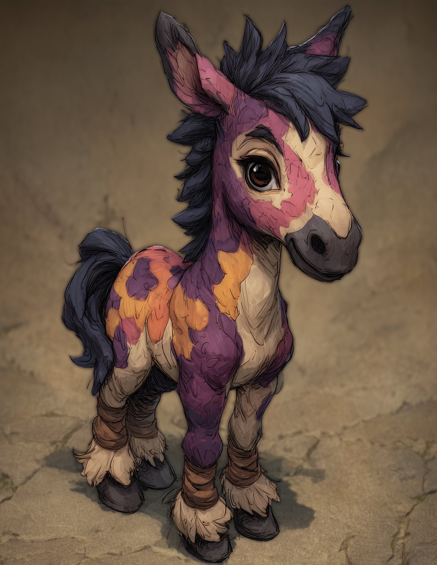 Horse — Cute Cartoon Art, Subtle Transitions Digital Wall Art, 3 Sizes Included, Nursery Decor