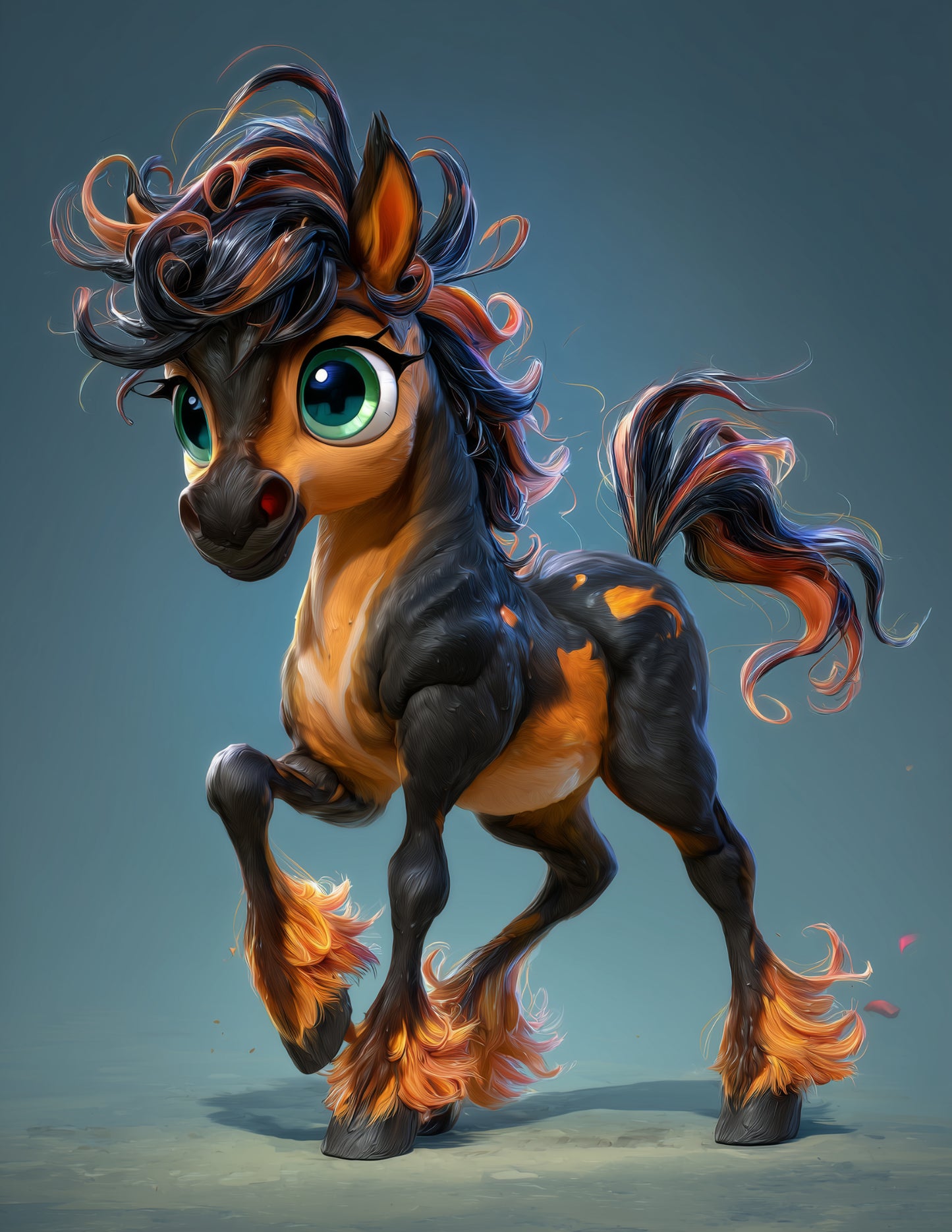 Horse — Cute Cartoon Art, Warm Tones Digital Wall Art, 3 Sizes Included, Nursery Decor