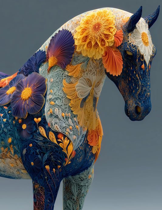 Horse — Fractal Filigree Art, Balanced Tones Digital Wall Art, 3 Sizes Included, Living Room Decor