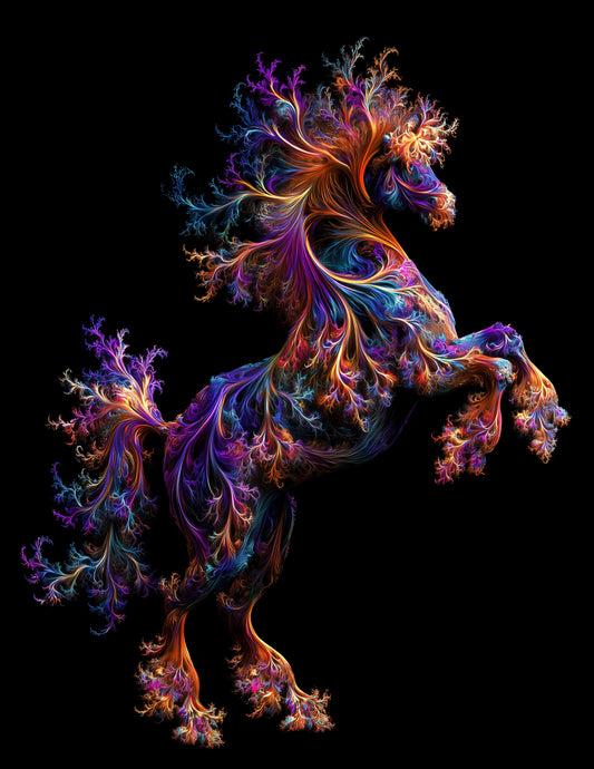 Horse — Fractal Filigree Art, Layered Hues Digital Wall Art, 3 Sizes Included, Living Room Decor