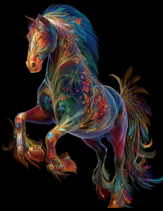 Horse — Fractal Filigree Art, Refined Detail Digital Wall Art, 3 Sizes Included, Living Room Decor