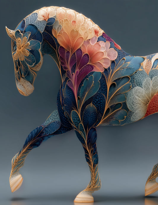 Horse — Fractal Filigree Art, Soft Gradients Digital Wall Art, 3 Sizes Included, Living Room Decor