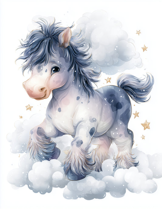 Horse — Nursery Art, Dreamy Tones Digital Wall Art, 3 Sizes Included, Nursery Decor