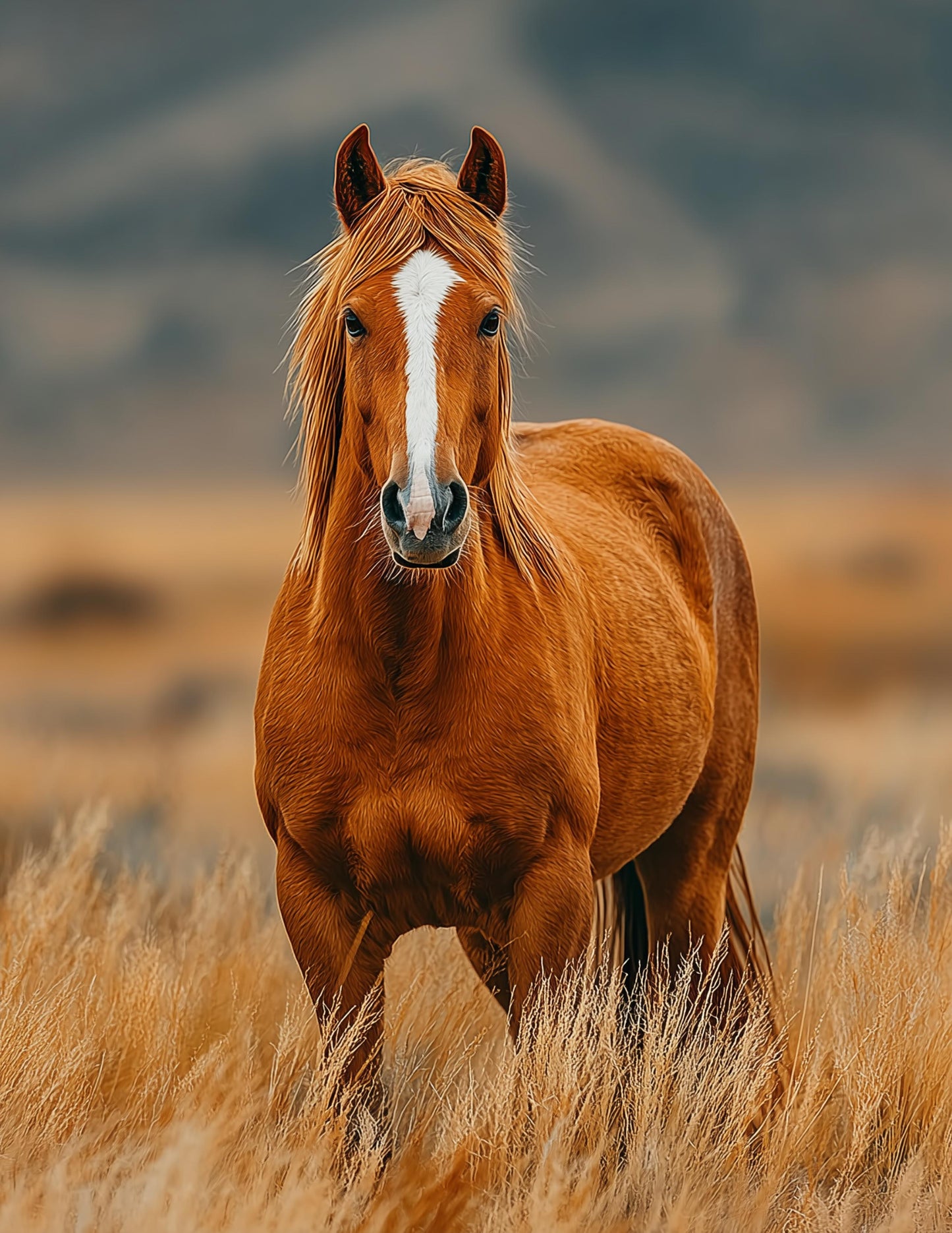 Horse — Realistic Art, Amber Light Digital Wall Art, 3 Sizes Included, Living Room Decor