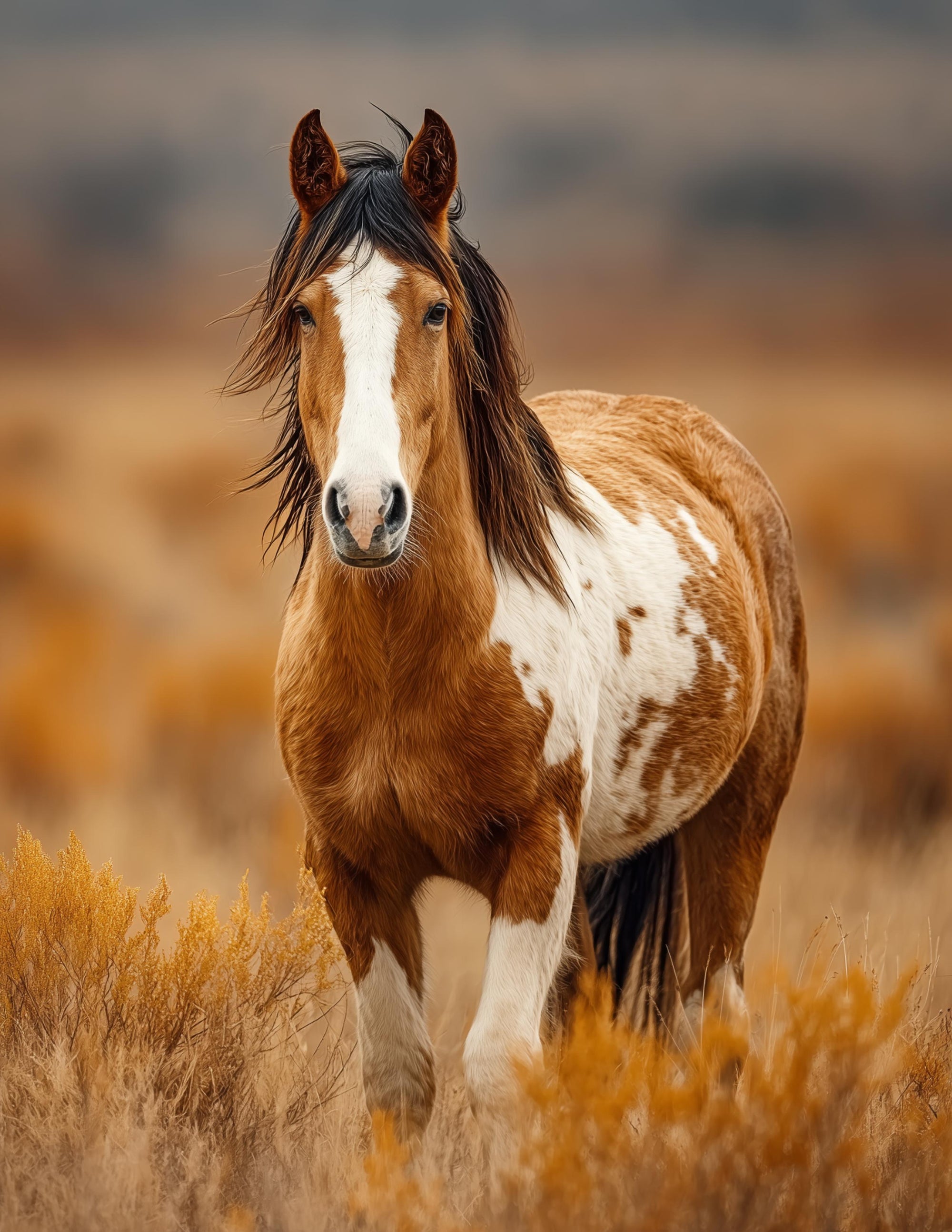 Horse — Realistic Art, Autumn Tones Digital Wall Art, 3 Sizes Included, Living Room Decor