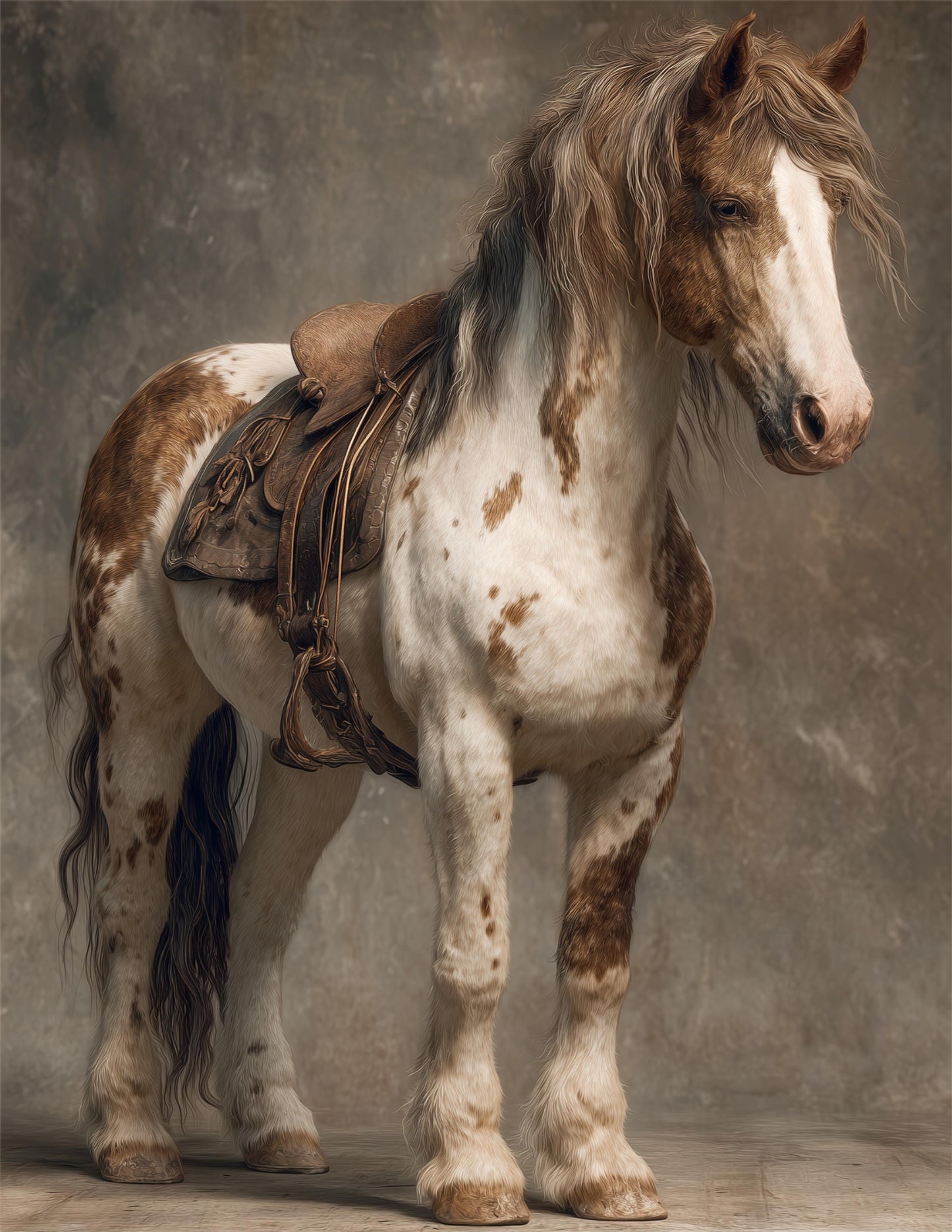 Horse — Realistic Art, Golden Hues Digital Wall Art, 3 Sizes Included, Living Room Decor