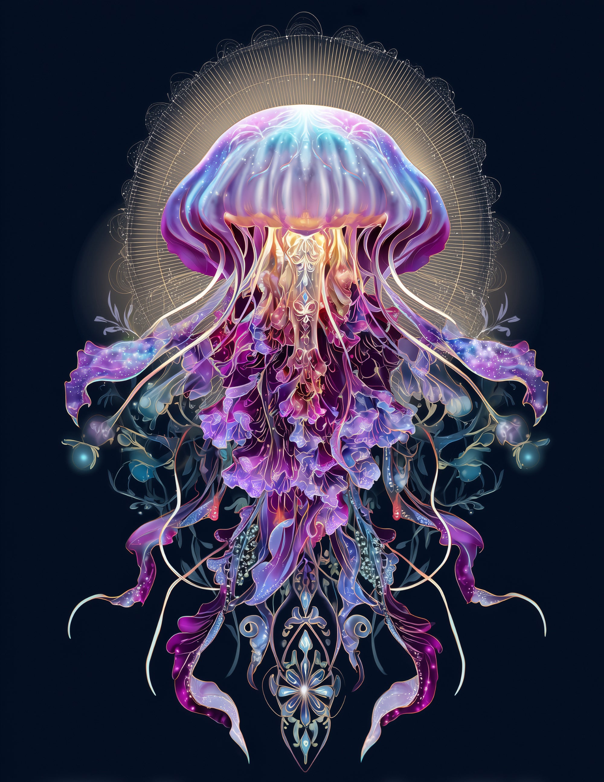 Immortal Jellyfish — Boho Art, Calm Gradients Digital Wall Art, 3 Sizes Included, Living Room Decor