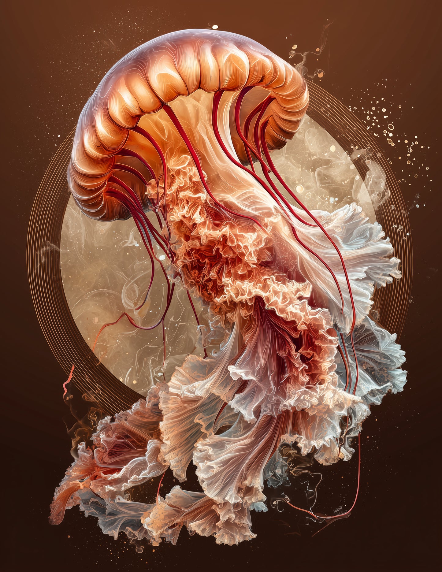 Immortal Jellyfish — Boho Art, Forest Hues Digital Wall Art, 3 Sizes Included, Living Room Decor