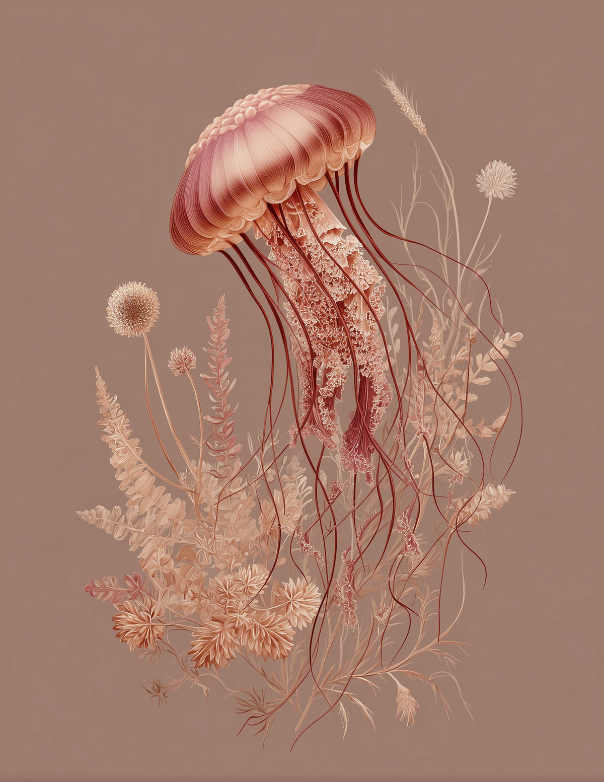Immortal Jellyfish — Boho Art, Teal Palette Digital Wall Art, 3 Sizes Included, Living Room Decor