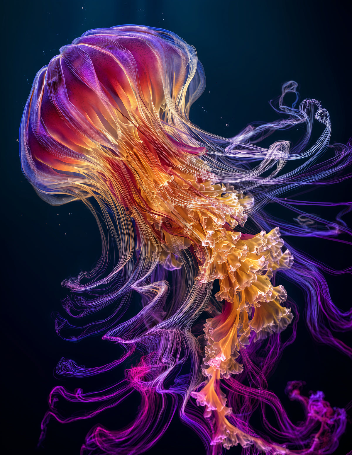 Immortal Jellyfish — Chromatic Filament Art, Forest Tones Digital Wall Art, 3 Sizes Included, Living Room Decor