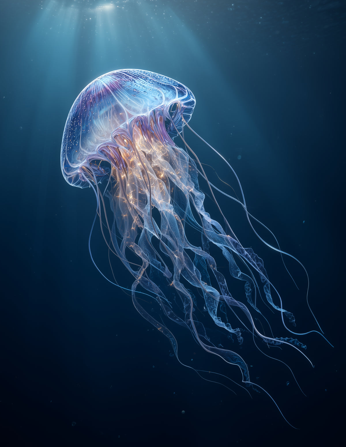 Immortal Jellyfish — Realistic Art, Calm Gradients Digital Wall Art, 3 Sizes Included, Living Room Decor
