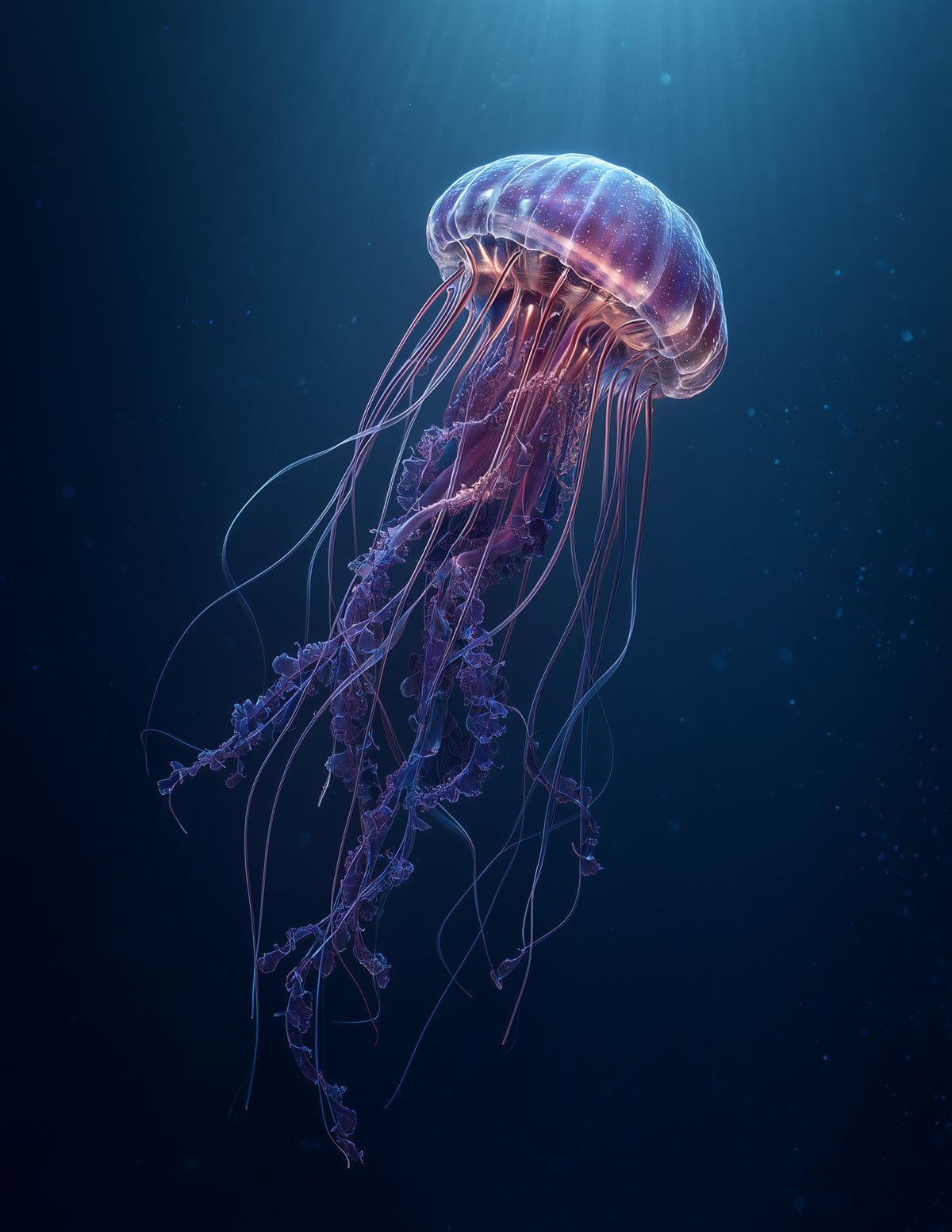 Immortal Jellyfish — Realistic Art, Midnight Tones Digital Wall Art, 3 Sizes Included, Living Room Decor