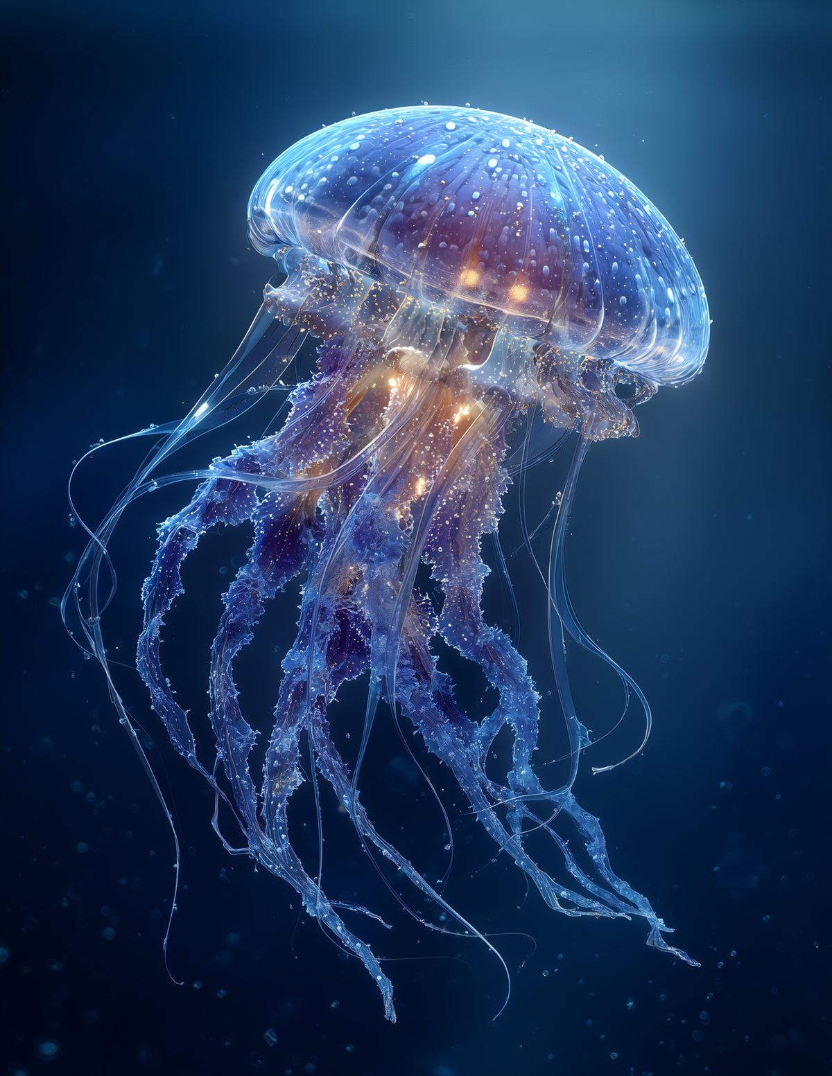 Immortal Jellyfish — Realistic Art, Serene Hues Digital Wall Art, 3 Sizes Included, Living Room Decor