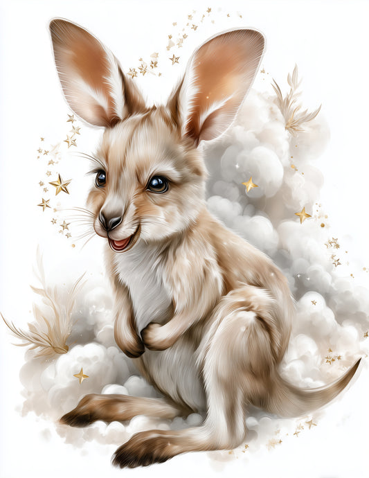 Kangaroo — Nursery Art, Balanced Tones Digital Wall Art, 3 Sizes Included, Nursery Decor