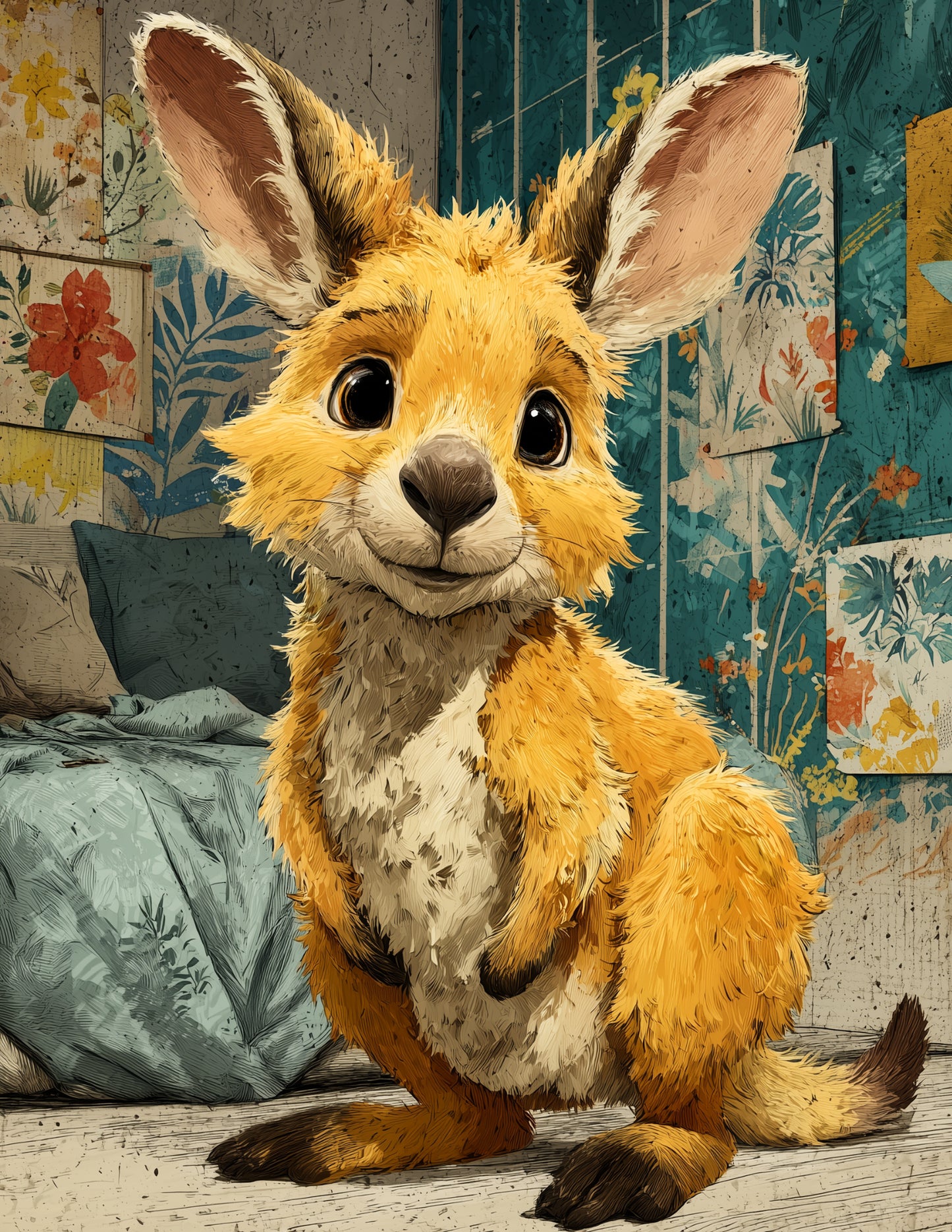 Kangaroo — Nursery Art, Dreamy Pastels Digital Wall Art, 3 Sizes Included, Nursery Decor