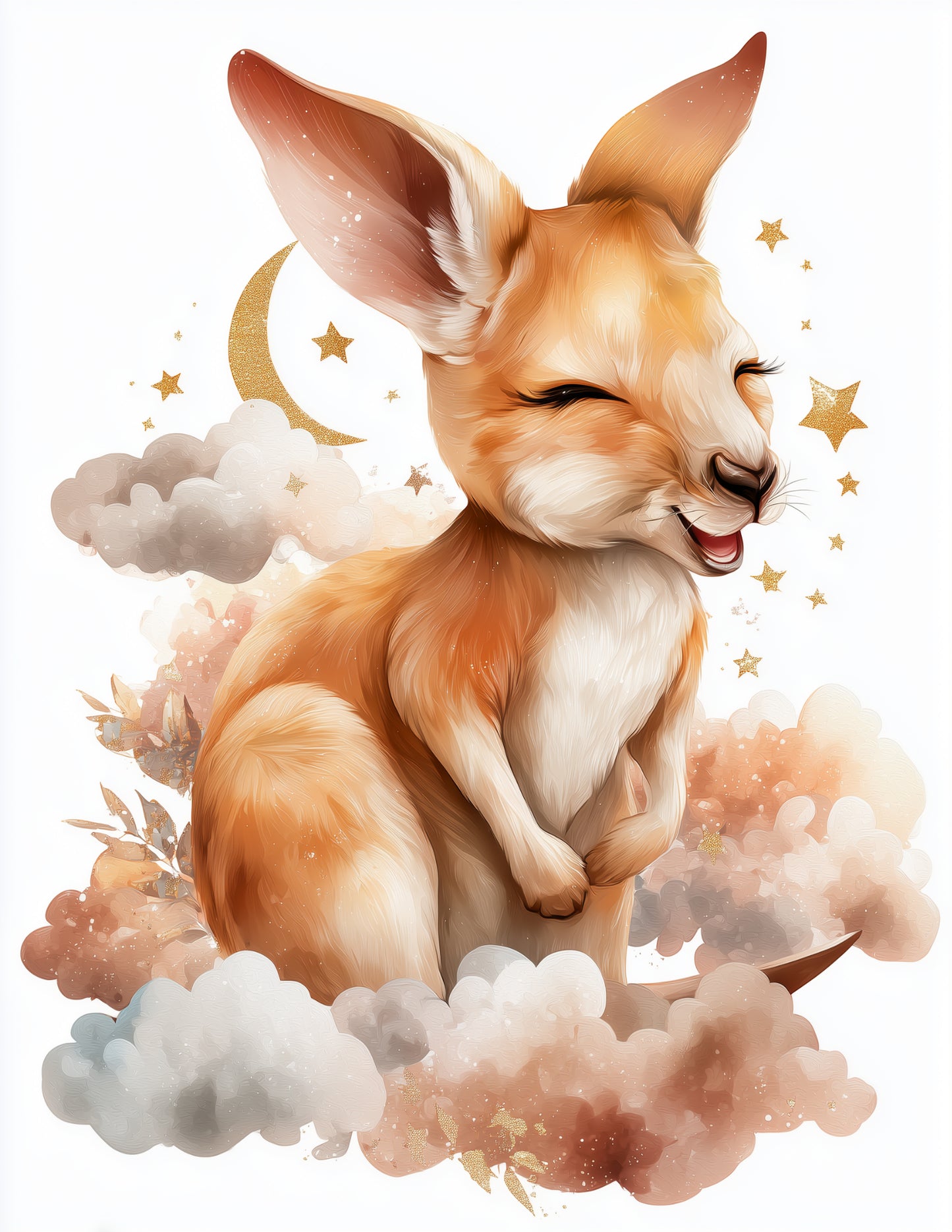 Kangaroo — Nursery Art, Subtle Pastels Digital Wall Art, 3 Sizes Included, Nursery Decor