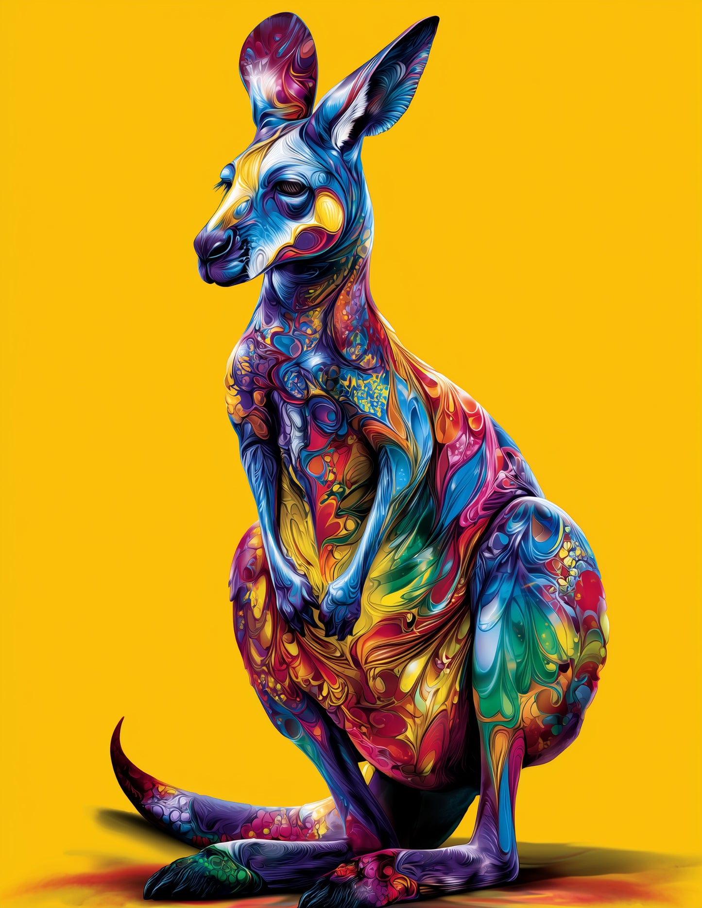 Kangaroo — Pop Art, Balanced Tones Digital Wall Art, 3 Sizes Included, Living Room Decor