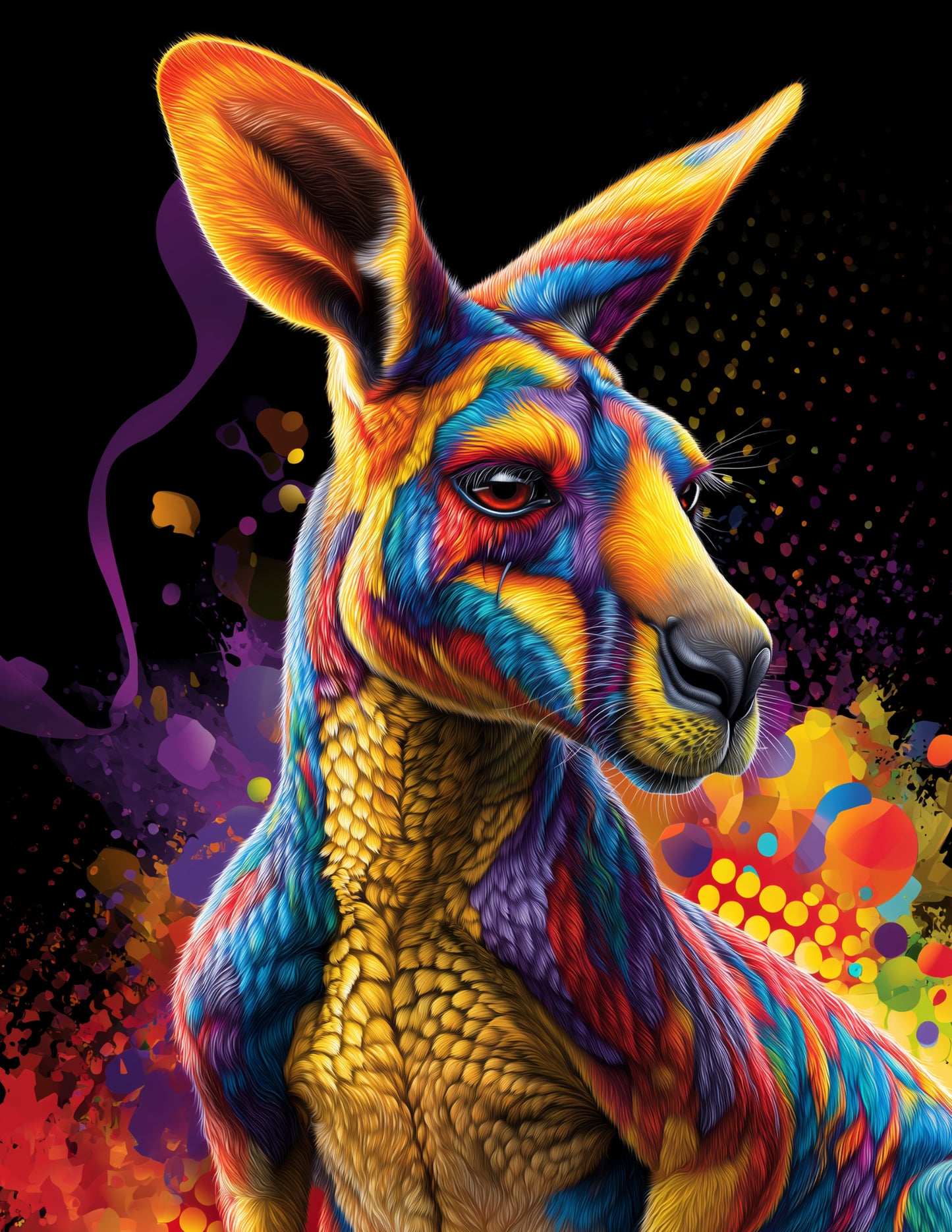 Kangaroo — Pop Art, Soft Gradients Digital Wall Art, 3 Sizes Included, Living Room Decor
