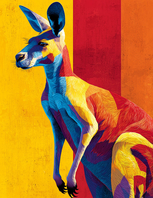 Kangaroo — Pop Art, Sunset Hues Digital Wall Art, 3 Sizes Included, Living Room Decor