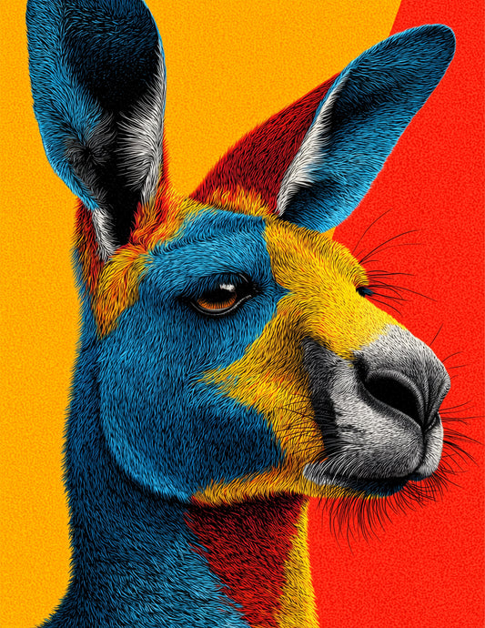 Kangaroo — Pop Art, Vibrant Palette Digital Wall Art, 3 Sizes Included, Living Room Decor