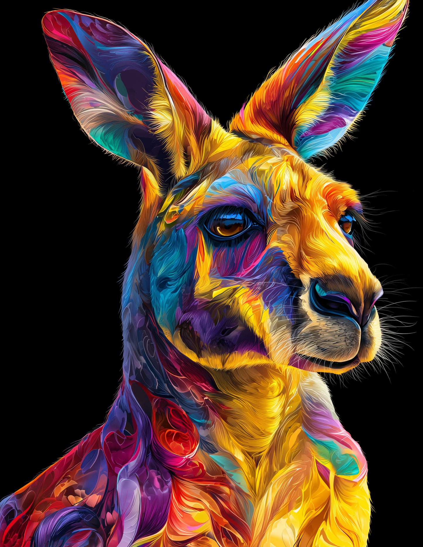 Kangaroo — Pop Art, Vibrant Tones Digital Wall Art, 3 Sizes Included, Living Room Decor