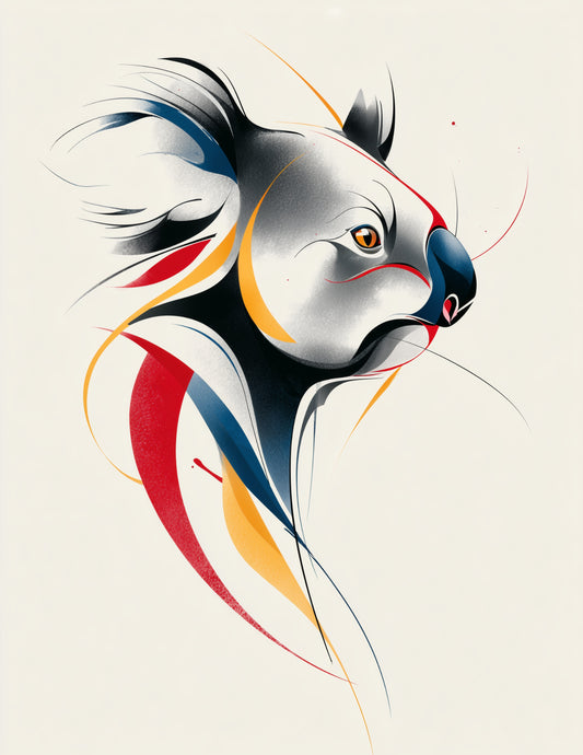Koala —Inkflow Art, Amber Highlights Digital Wall Art, 3 Sizes Included, Living Room Decor