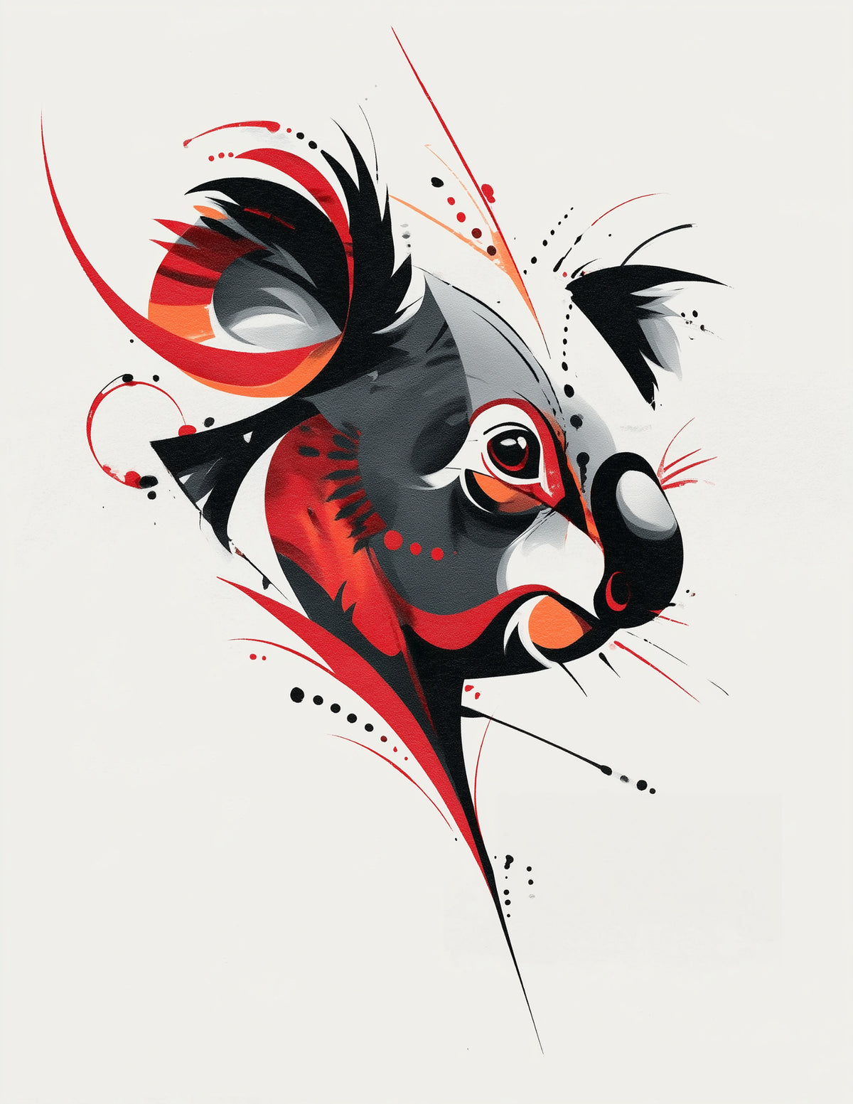 Koala —Inkflow Art, Charcoal Depth Digital Wall Art, 3 Sizes Included, Living Room Decor