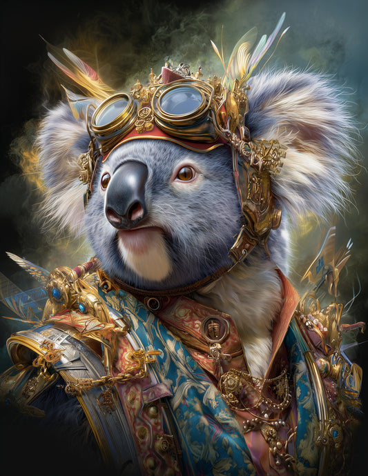 Koala —Steampunk Art, Dramatic Shadows Digital Wall Art, 3 Sizes Included, Living Room Decor
