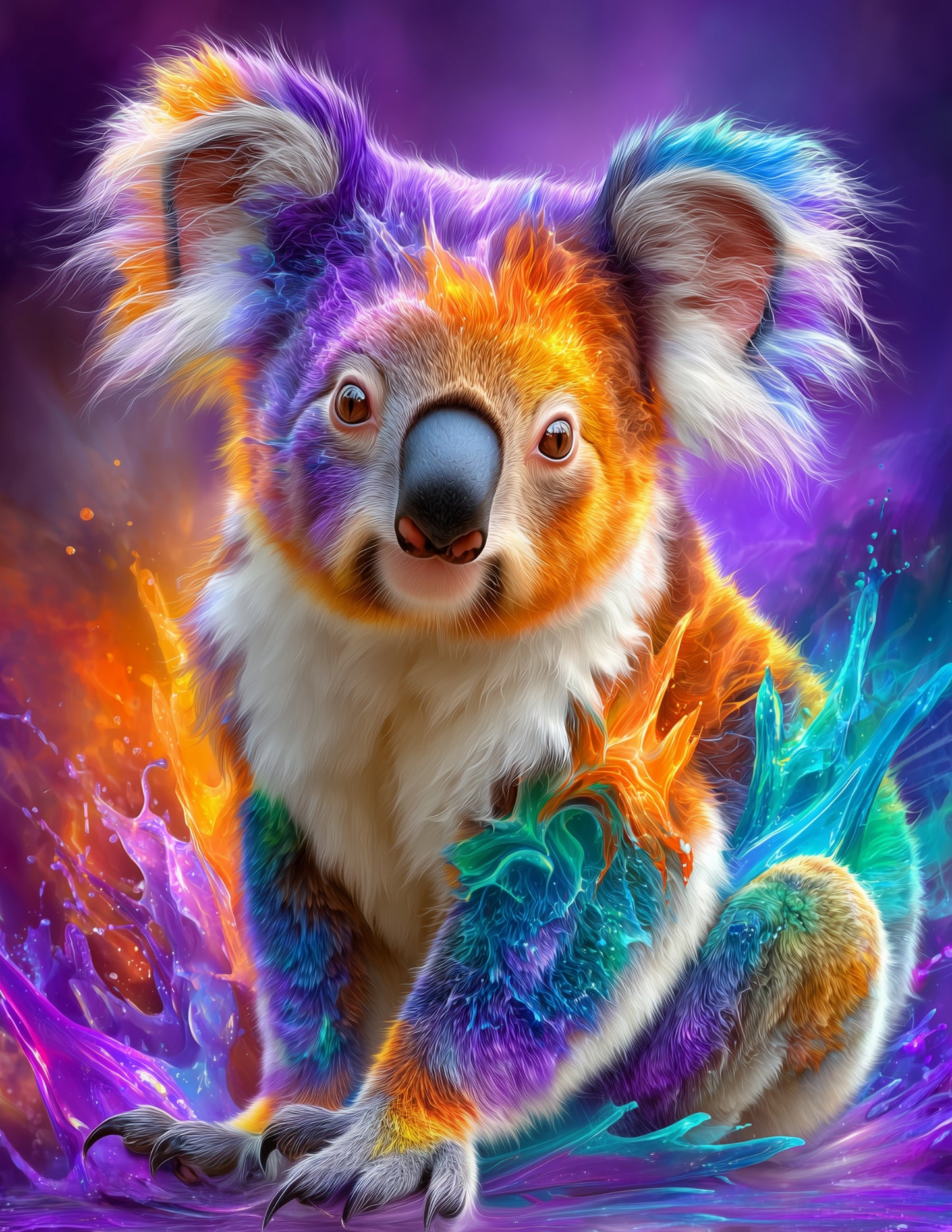 Koala —Watercolor Art, Vibrant Hues Digital Wall Art, 3 Sizes Included, Living Room Decor