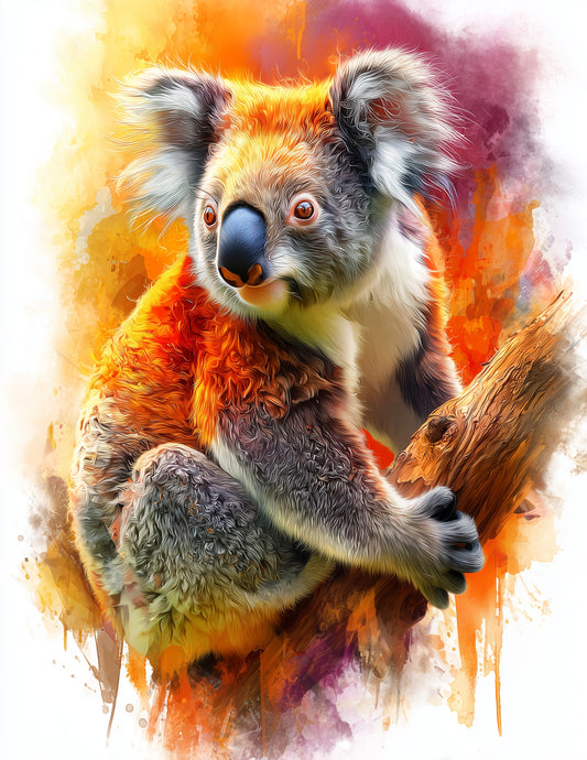 Koala —Watercolor Art, Warm Texture Digital Wall Art, 3 Sizes Included, Living Room Decor