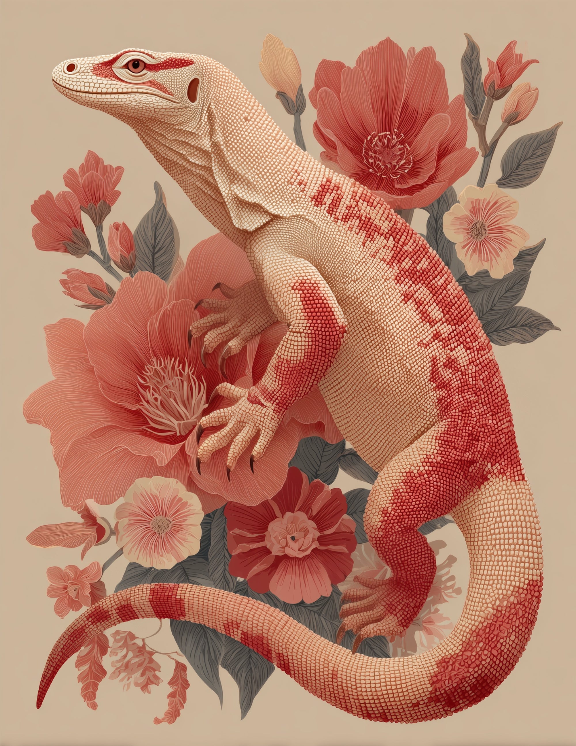 Komodo Dragon — Boho Art, Sunset Tones Digital Wall Art, 3 Sizes Included, Living Room Decor