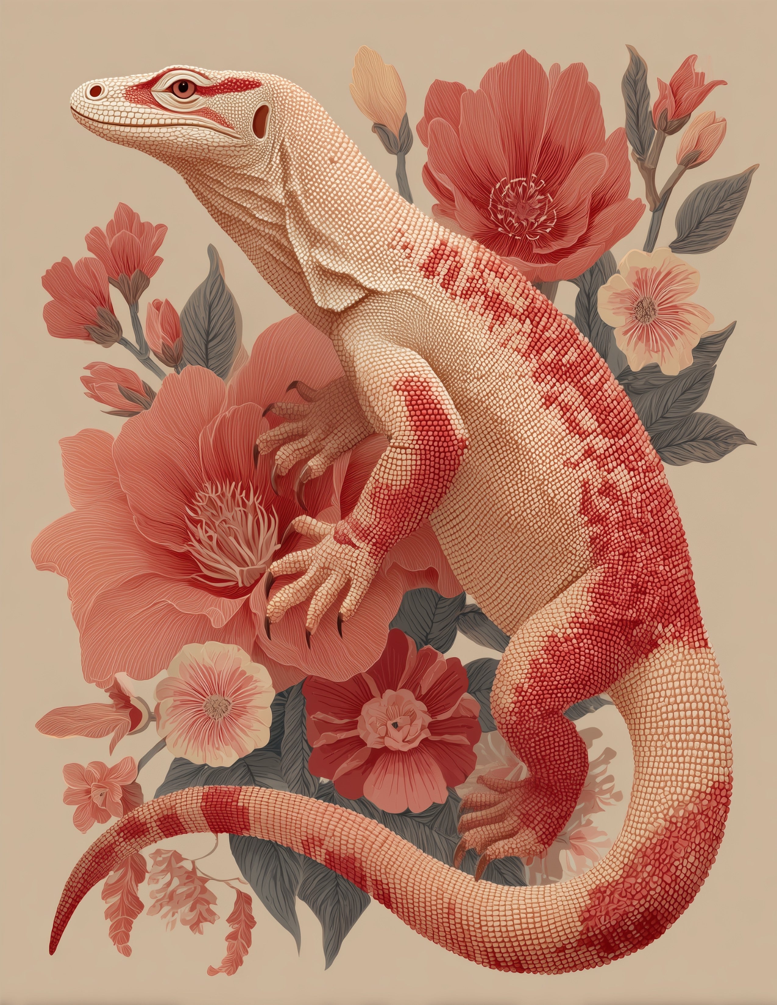 Komodo Dragon — Boho Art, Sunset Tones Digital Wall Art, 3 Sizes Included, Living Room Decor