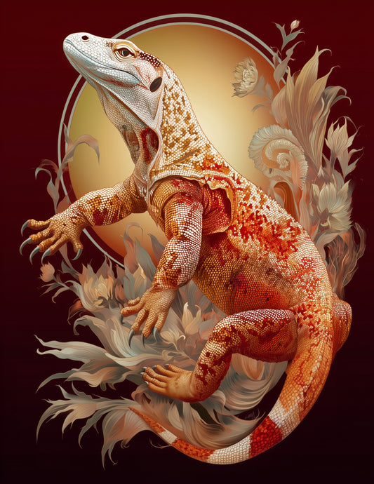 Komodo Dragon — Boho Art, Vibrant Palette Digital Wall Art, 3 Sizes Included, Living Room Decor