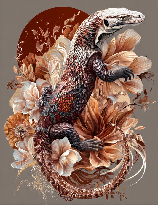 Komodo Dragon — Boho Art, Warm Tones Digital Wall Art, 3 Sizes Included, Living Room Decor