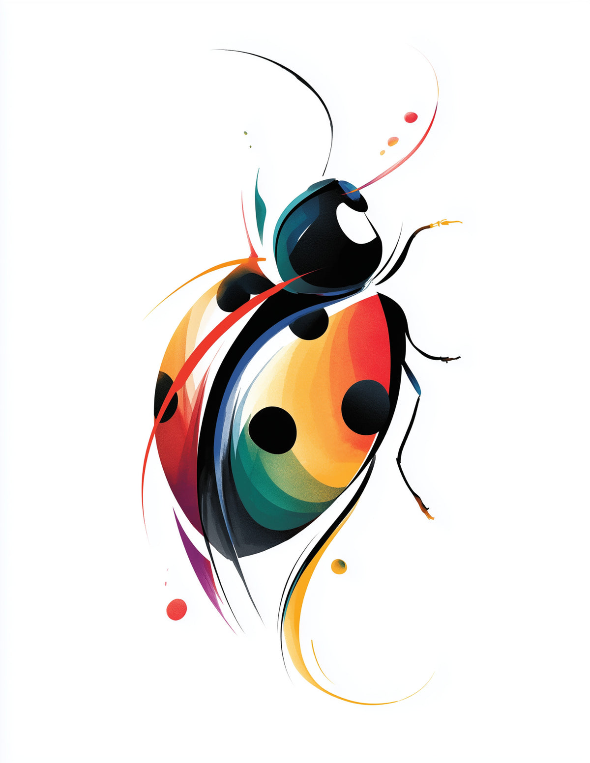 Ladybug — Inkflow Art, Vibrant Gradients Digital Wall Art, 3 Sizes Included, Living Room Decor
