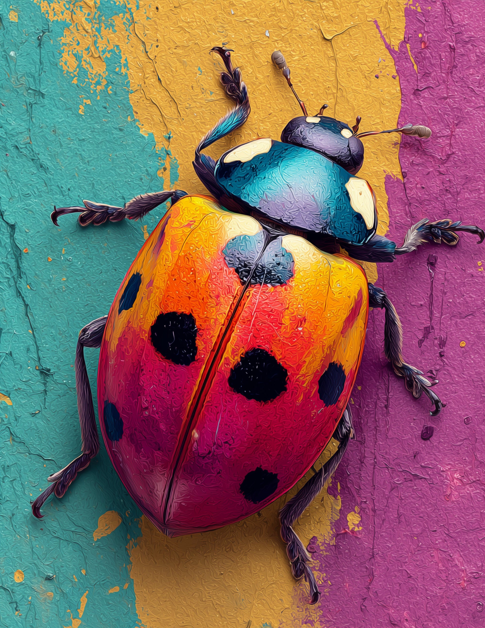 Ladybug — Pop Art, Intense Hues Digital Wall Art, 3 Sizes Included, Living Room Decor