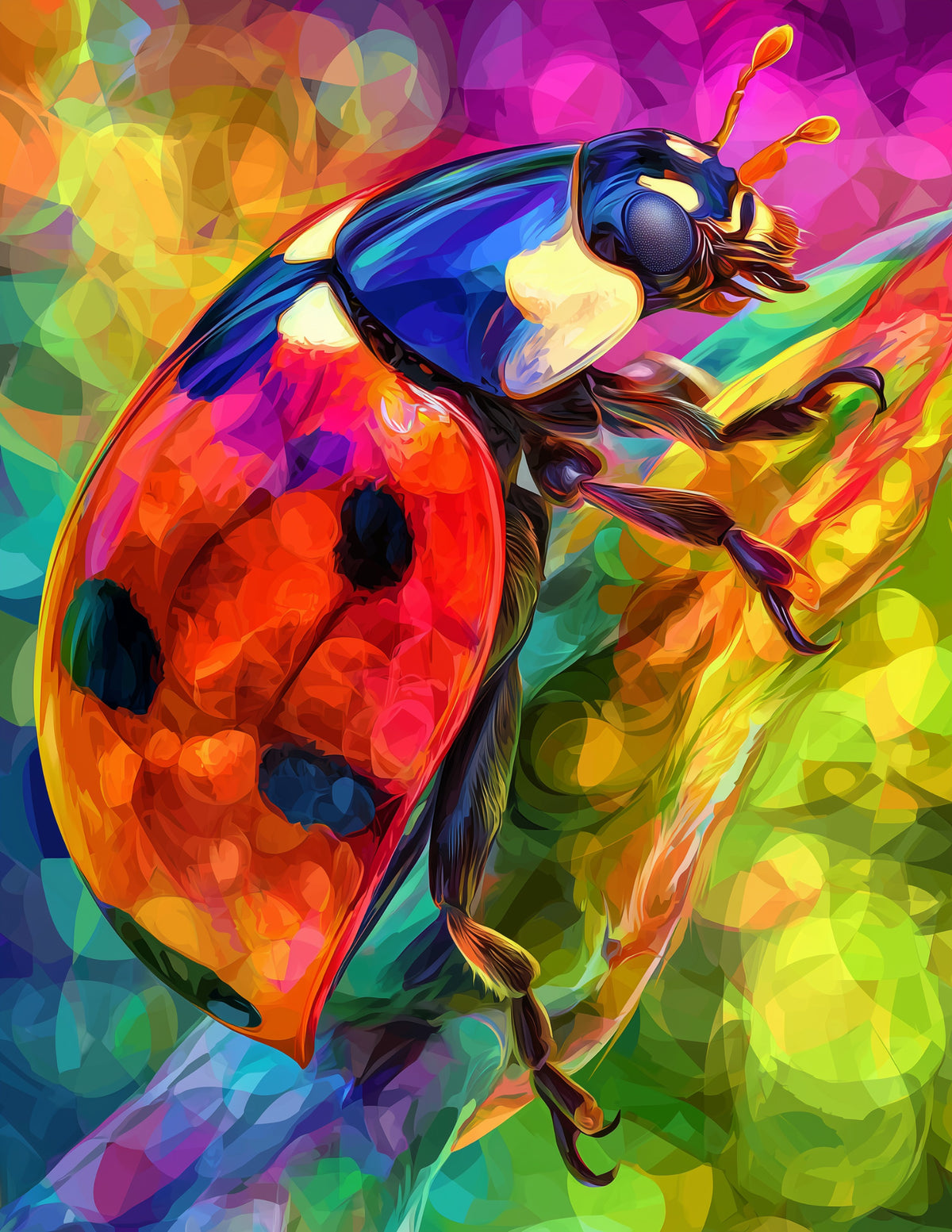Ladybug — Pop Art, Vibrant Contrast Digital Wall Art, 3 Sizes Included, Living Room Decor