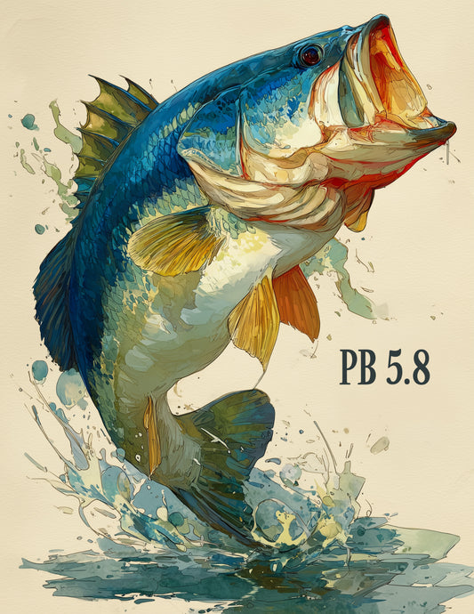 Largemouth Bass — Watercolor Personalized Art, Vibrant Texture Digital Wall Art, 3 Sizes Included, Living Room Decor