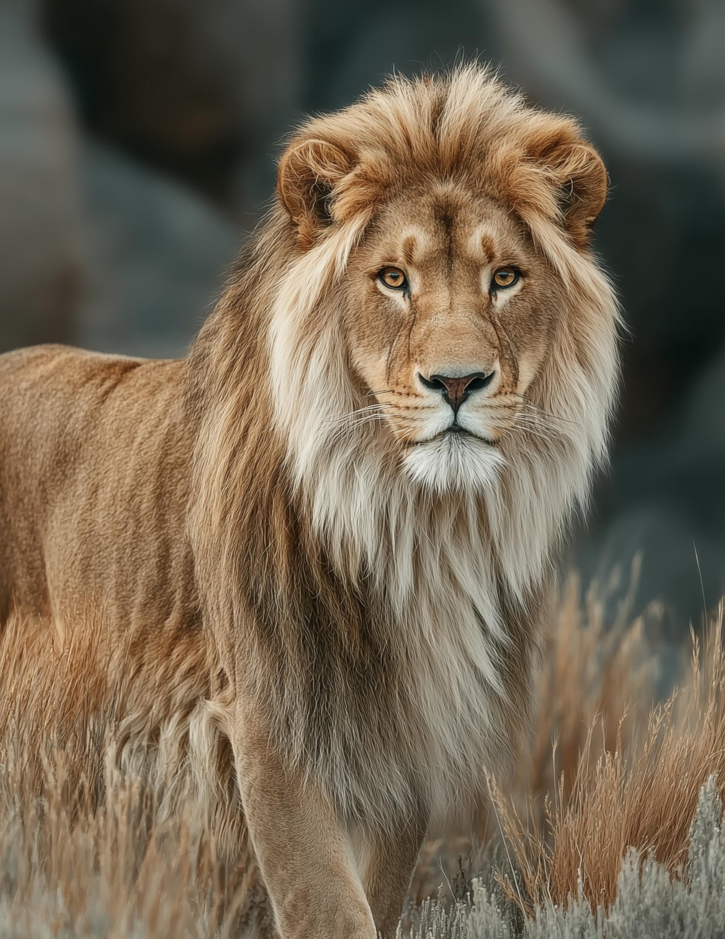Lion — Realistic Art, Amber Glow Digital Wall Art, 3 Sizes Included, Living Room Decor