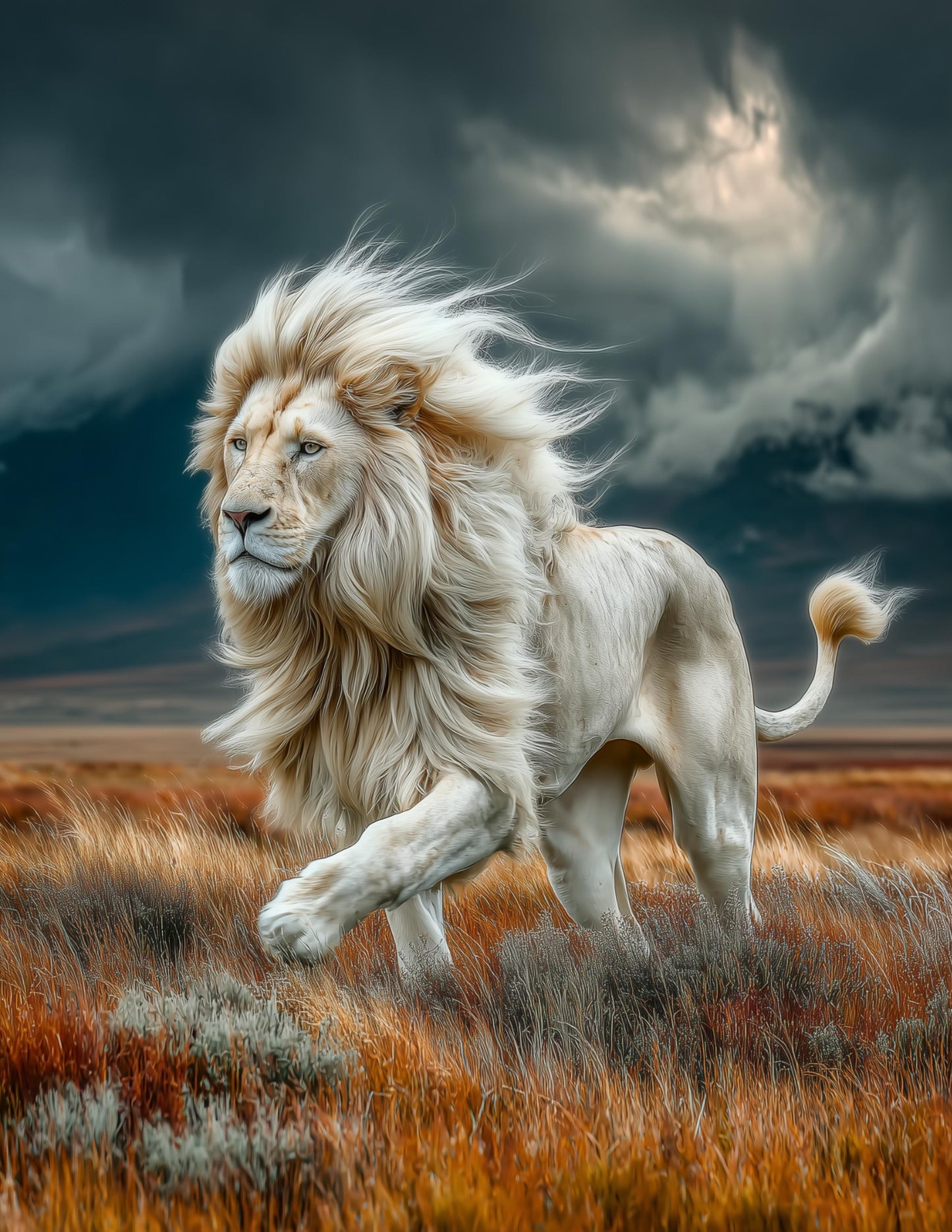 Lion — Realistic Art, Copper Light Digital Wall Art, 3 Sizes Included, Living Room Decor